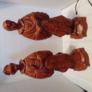 Vintage 1950 Chinese Cinnibar God & Quan Goddess